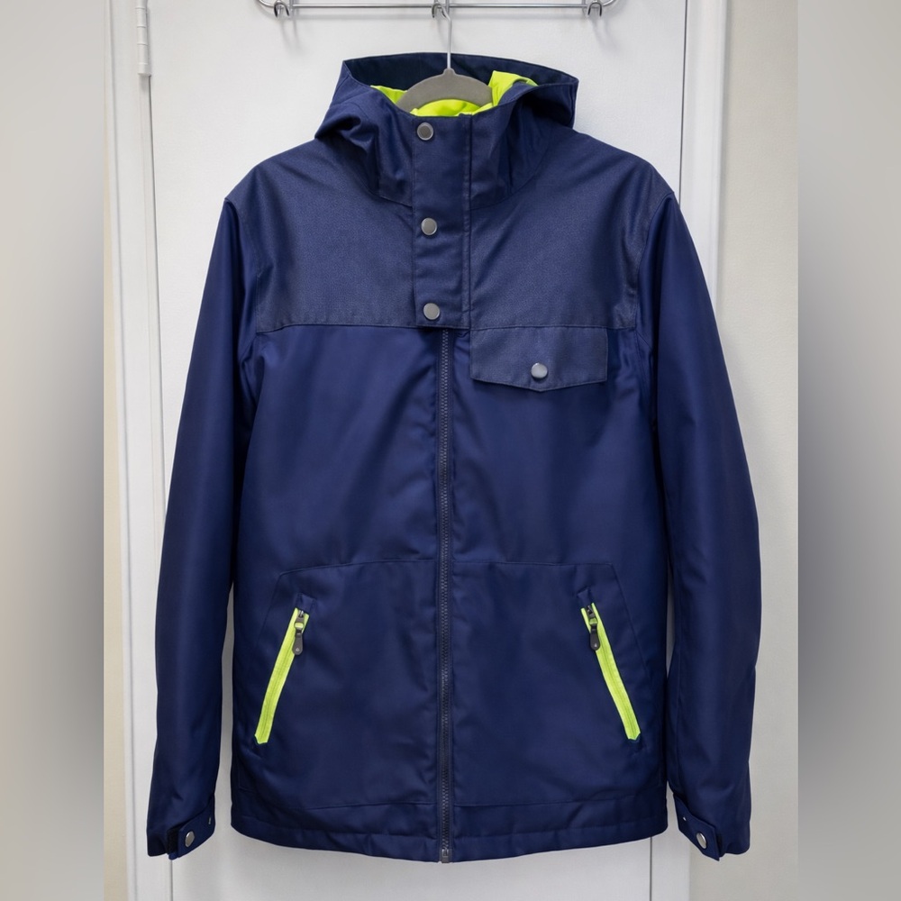 Men's Navy Blue Ski Jacket with Neon Accents